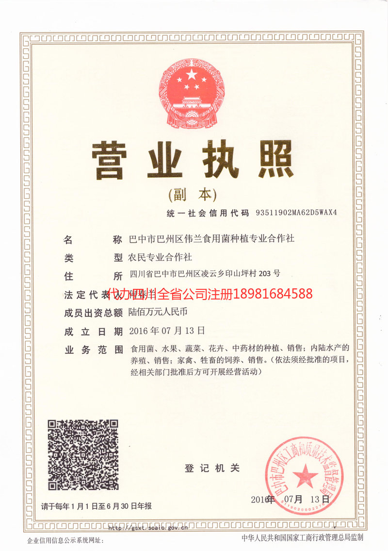 昌吉回族自治州昌吉回族自治州伟兰食用菌种植专业合作社